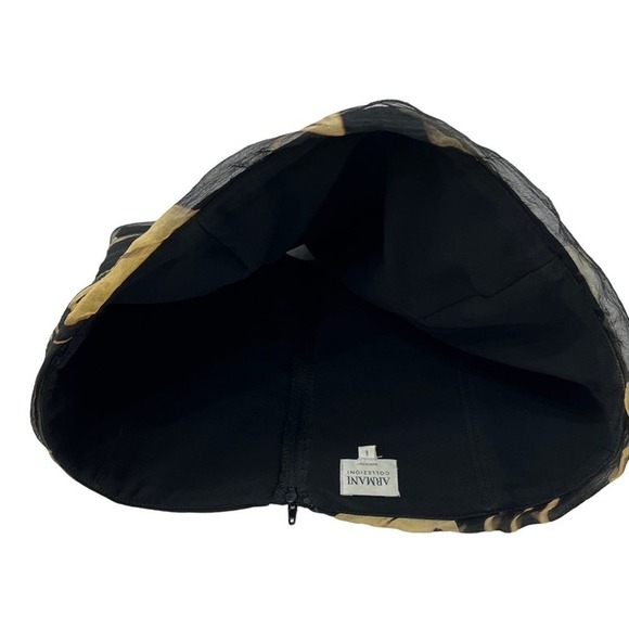 Armani Collezioni Silk Bandeau Sz 6 Black & Beige Floral Layered Strapless Top - Picture 14 of 15